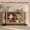 Living Room Sideboard, Oval, 2 Sliding Doors, Adjustable Shelves, 140 x 40 x 75 cm, Natural Wood