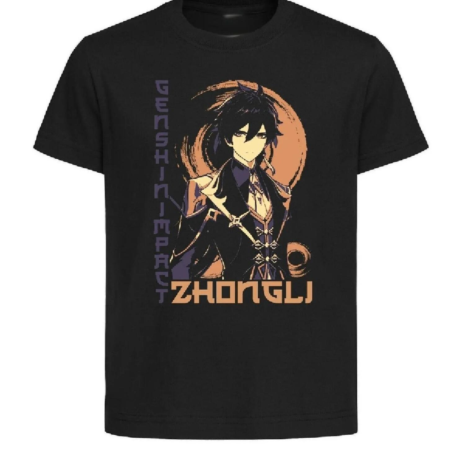 

Black T-Shirt Black Jersey Japanese Style Genshin Impact Zhongli- S