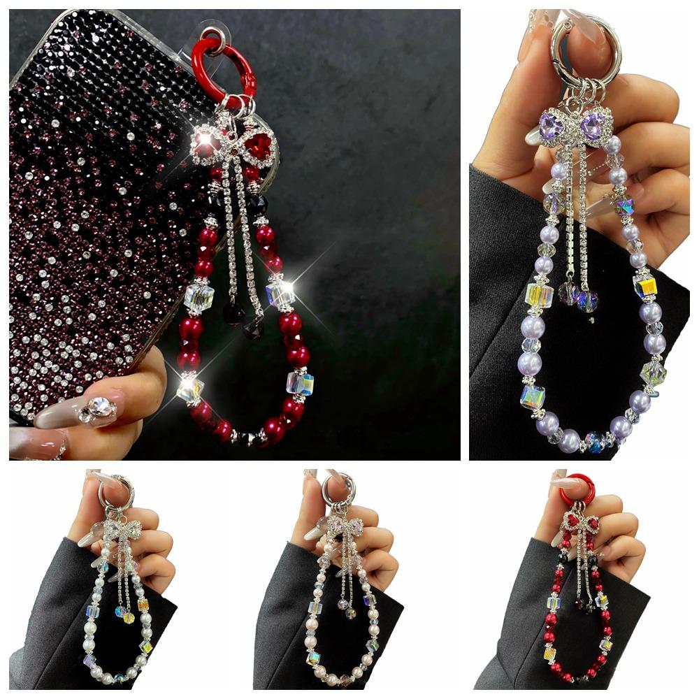 High Luxury Rhinestone Phone Lanyard Pearl Rhinestone Phone Rope  Girls New Year Gift