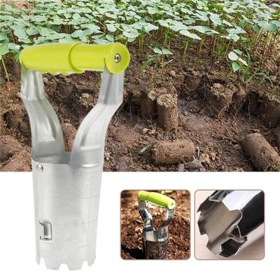 1 Set Effective High Hardness Transplanter Metal Ergonomic Anti-slid Plant Starter for Gardening