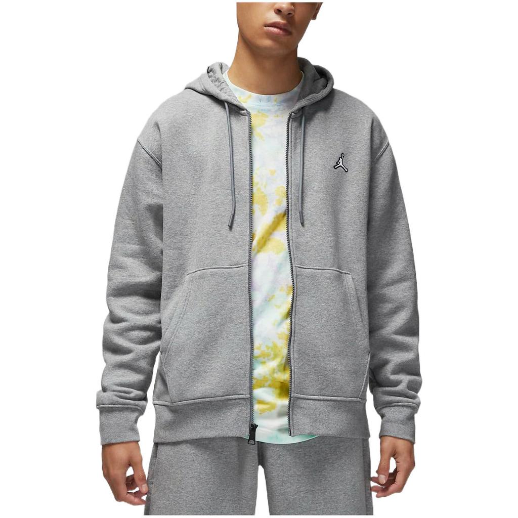 Jordan Sweatshirts Men's Gray Fleece Lined Hooded Moderate Cardigan DQ7351-091