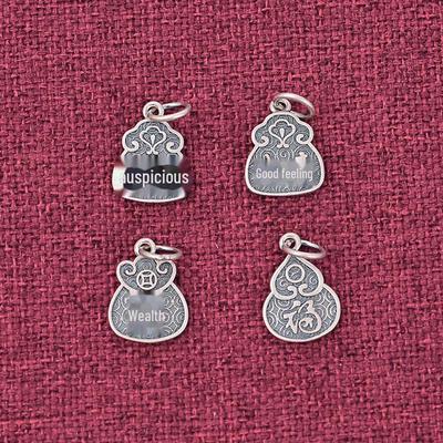 Handmade Chinese Style S925 Sterling Silver Fortune Pendant Bracelet Accessory