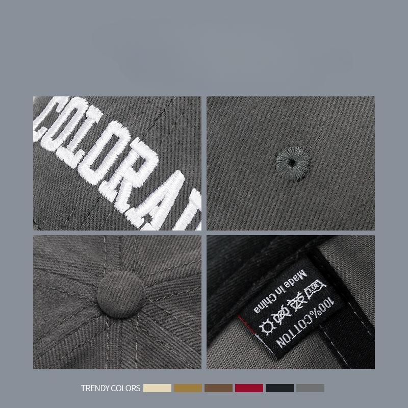 Cotton twill abraded big head circumference letter hat women's versatile soft top shows face small Internet celebrity duck tongue baseball cap