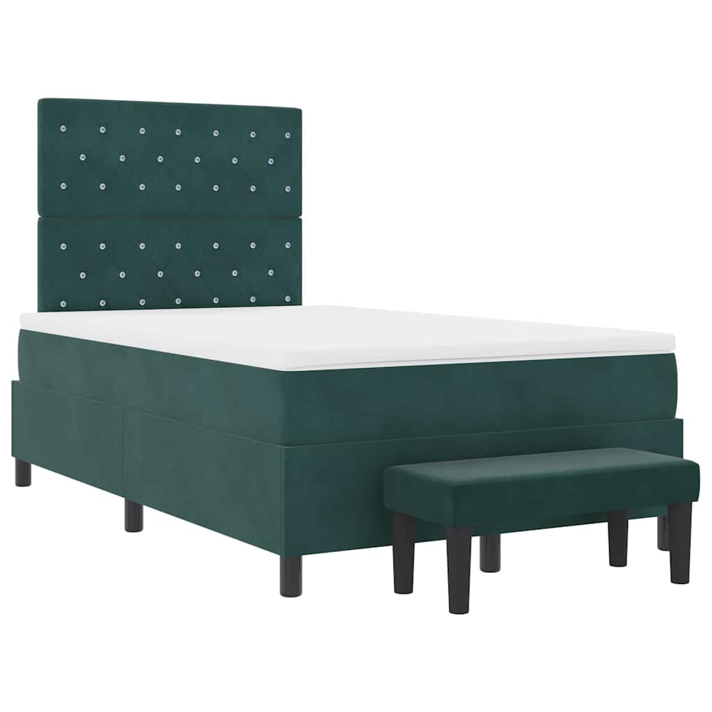 Box Spring Bed with Headboard Dark Green 190 x 120 cm Velvet