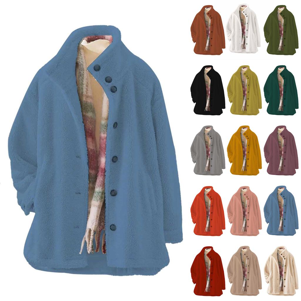 Women's Oversized Cardigan Sweatshirt With Button-Down Collar In Solid Color