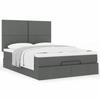 Cadre de lit avec matelas - Maison Exclusive - 140x190 cm - Tissu gris foncé - Rangement sous le lit