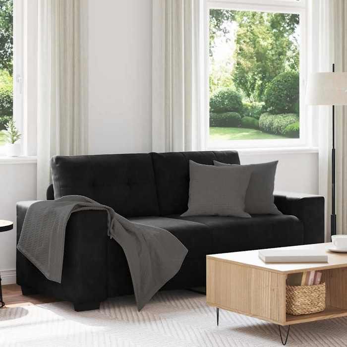 VidaXL Loveseat Sofa Black 140 Cm Velvet, Two-seater Sofa, Divan, Living Room Seat, Sofa, Upholstered Sofa, Sofa 2 4105127