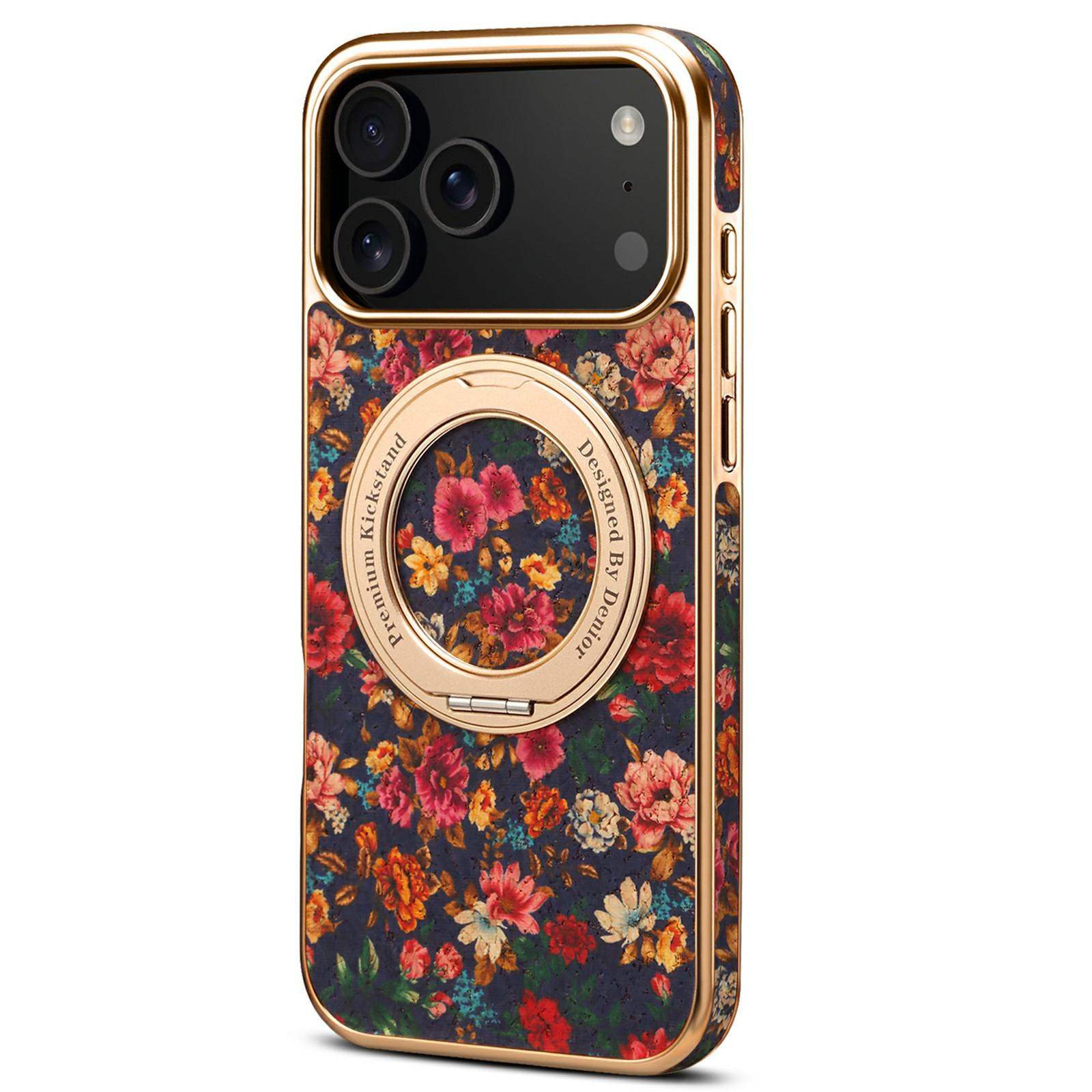 

A22 For iPhone 17 Pro Case Compatible with MagSafe Kickstand Electroplated Floral Phone Cover Purple