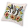 Bunny Floral Nature Square Pillowcase Polyester Linen Velvet Creative Zip Decor Sofa Cushion Cover