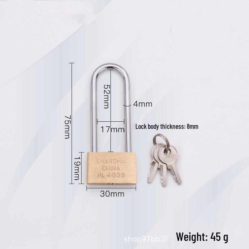Medium-Thick Brass Padlock for Cabinets and Dormitories - Long/Short Shackle Options