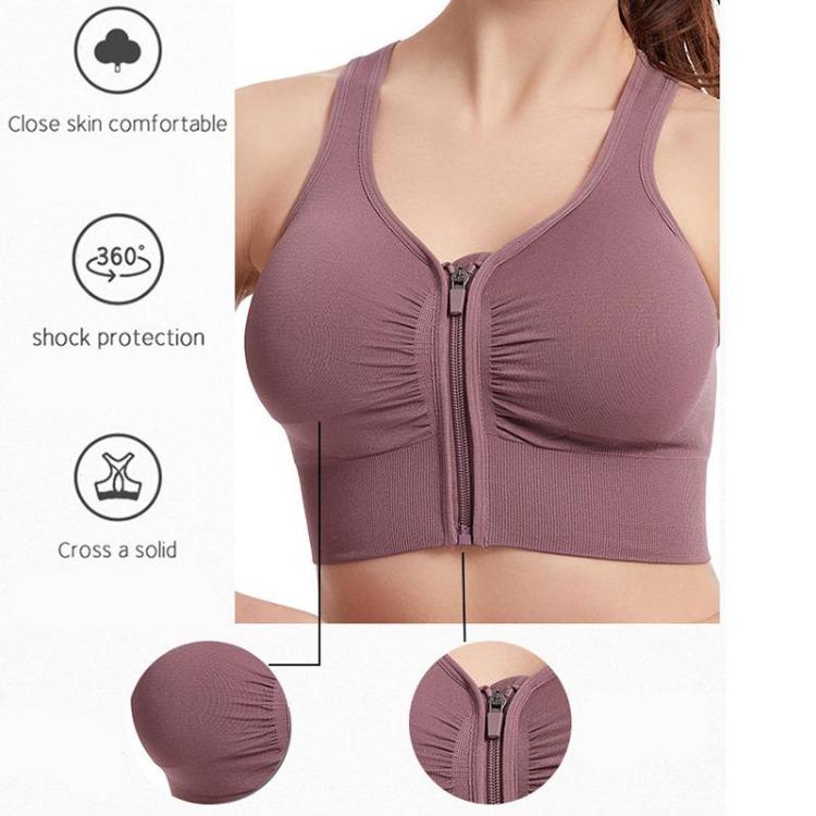 Shockproof Zipper High Impact Support Sports Bra for Women Plus Size Workout Running Yoga Bodybuilding Top