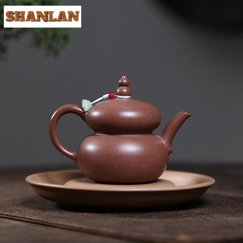 190ml Vintage Yixing Purple Clay Teapots Handmade Gourd Pot Raw Ore Section Mud Kettle Chinese Zisha Tea Set Drinkware Supplies