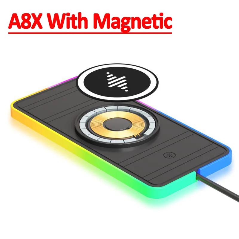 30W Magnetic Car Wireless Charger Pad RGB Light Non-Slip Car Charger for iPhone 15 14 13 X Samsung Xiaomi Airprods Fast Charging