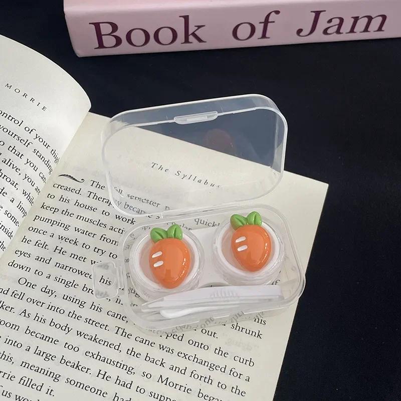 Mini Portable Cute Contact Lens Case Box Cute Fruit Style Lovely Cartoon Lenses Container Travel Set Gift Eyewear Accessories