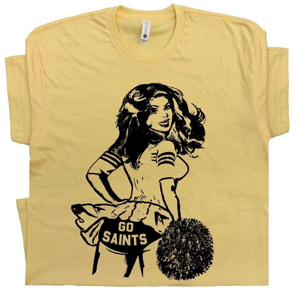 Go Saints T Shirt Vintage Football Shirt For Women Men Retro Saints Cheerleader T Shirt Cool Shirt Vintage Graphic T Shirt Alternative Logo