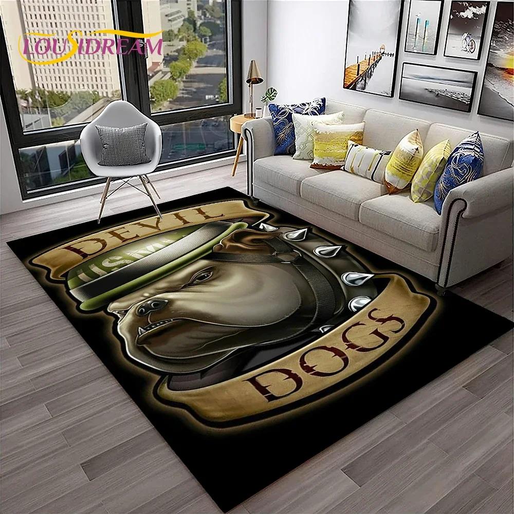 Cartoon French Pit Bull Dog Pet Carpet Rug for Home Living Room Bedroom Sofa Doormat Decor,kids Play Area Rug Non-slip Floor Mat