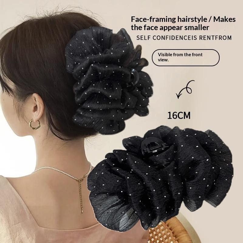 Summer Sweet Mesh Tulle Big Bow Hair Claw Clips For Women Solid Colours Elegant Bowknot Ponytail Clip New Headdress Accessories