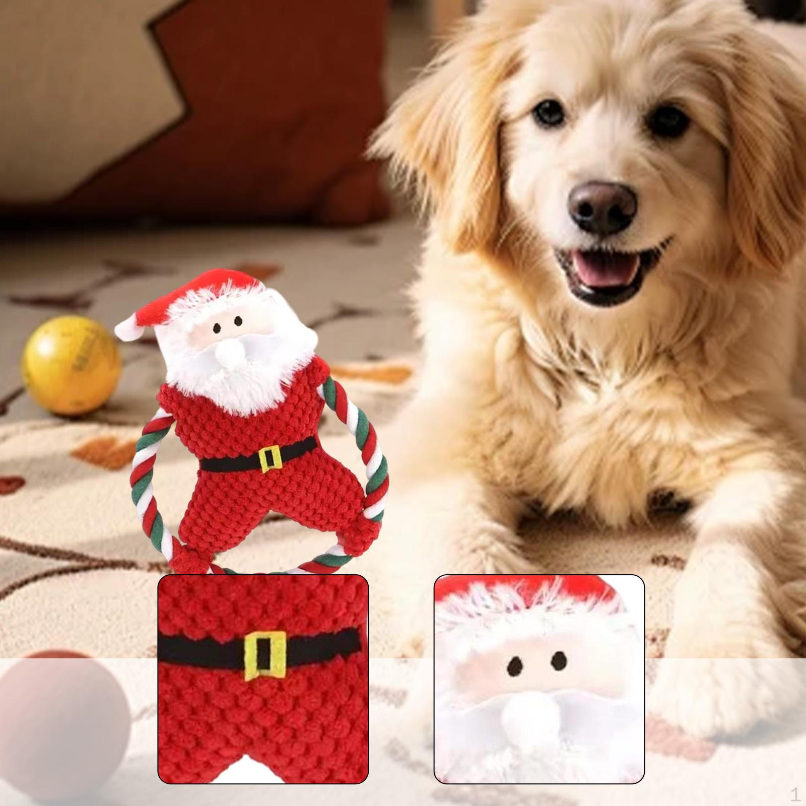 

Christmas Dog Squeaky Toy Xmas Present Keep Busy Play for Home Traveling Camping Fun Chewable