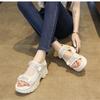 Rhinestone platform casual sports sandals women's outer wear 2025 new summer Velcro soft-soled Roman beach shoes