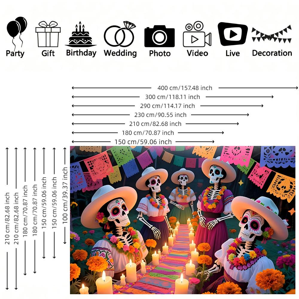 1pc skull talking backdrop banner suitable for horror party Day of the Dead decoration holiday celebration