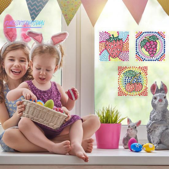1 Set Diamant-Malerei-Aufkleber-Set, Cartoon-Frucht-Blumen-Muster, Strass-Aufkleber, Kunsthandwerk für Kinder und Erwachsene