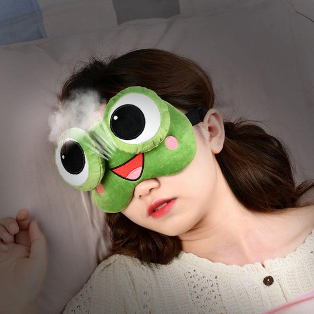 Lovely Cartoon Frog Sleep Eye Mask Skin-friendly Green Big Eyes Sleep Mask Breathable Shading Sleeping Eye Cover Dream Night