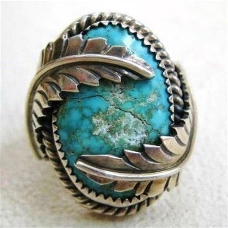 

European American Fashion Women s Inlaid Turquoise Ring – Hot Selling Size 9