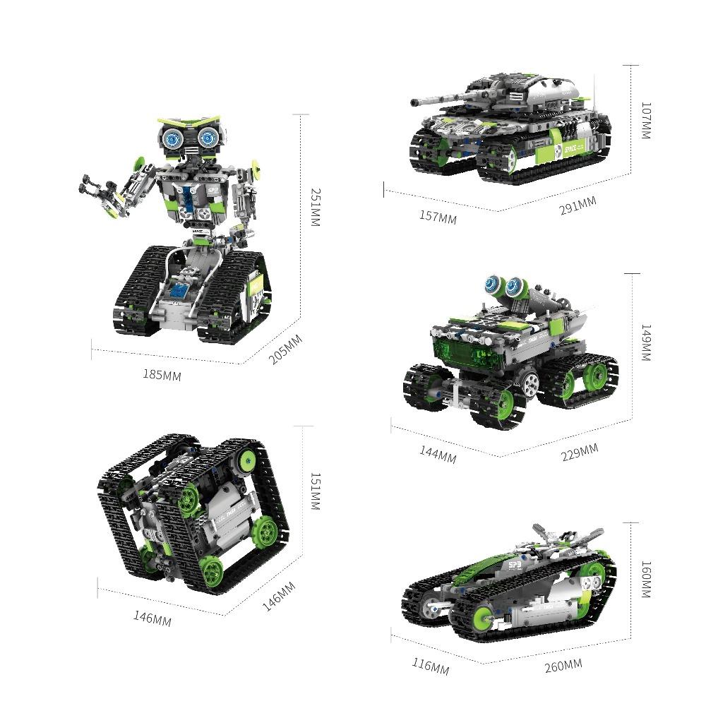 5-in-1 Space Robot Building Blocks Remote Control Programmable APP Control Engineering Vehicle Tank Model STEM Toys Gift for Kid