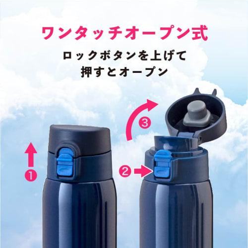 Atlas ARW-351NV Vacuum Insulated Water Bottle, 350ml Capacity, Ultra-Lightweight, One-Touch Design, Japan's Lightest, Navy Blue, Airist, for Hot Water