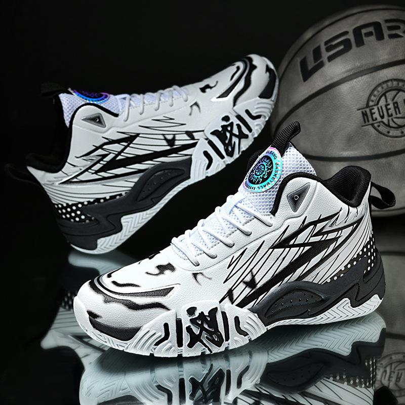 

New Basketball Shoes Men S Shoes Youth Sports Shoes Student Shock Absorption Non-Slip Wear-Resistant High-Top Actual Combat Blue Sneakers 45