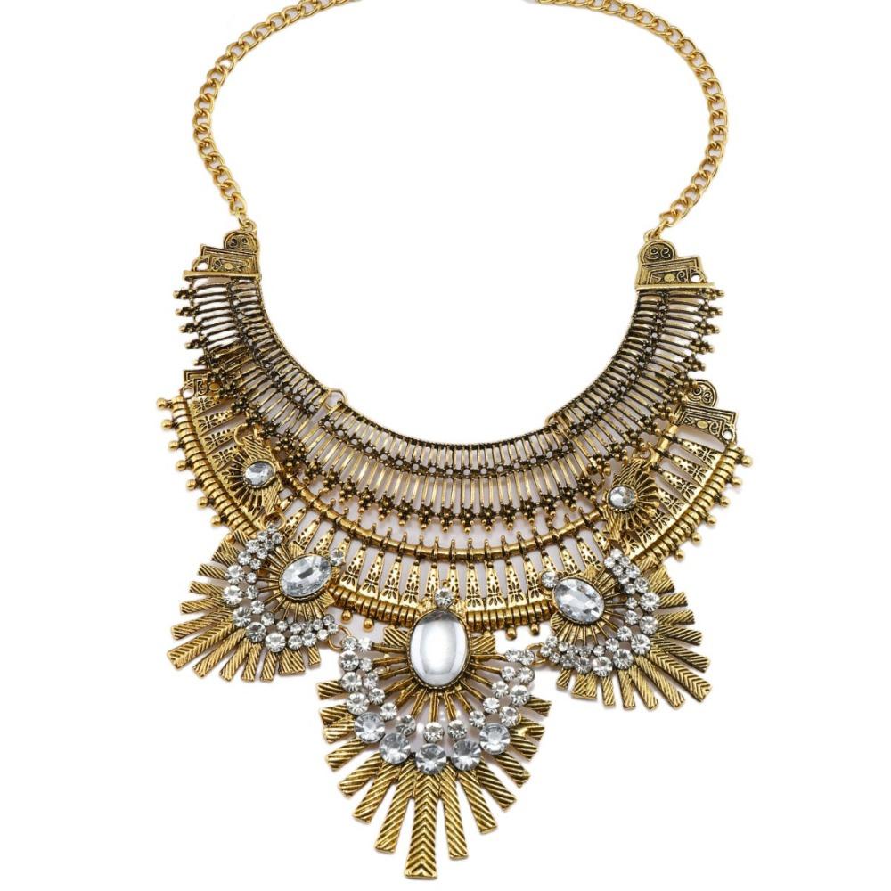 Exquisite Rhinestone Exaggerated Necklace Tassel Bohemian Style Necklace  Festival