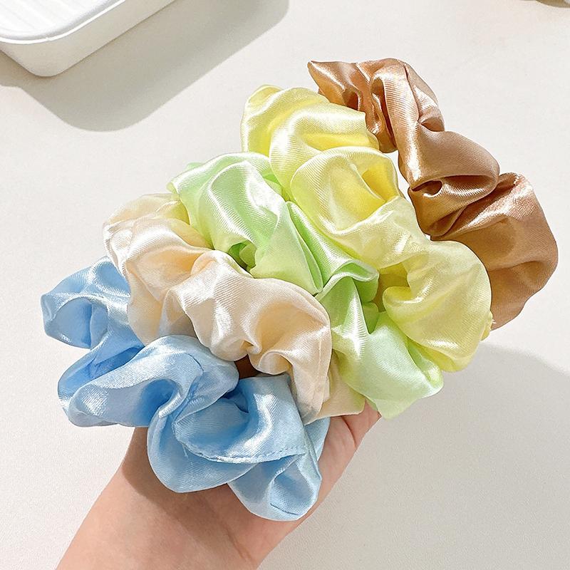8Pcs  Satin Fabric Sausage Loop Hair Rings Set Solid Colour Fabric Loop Hair Rope Hair Scrunchies Scrunchy Black Coffee
