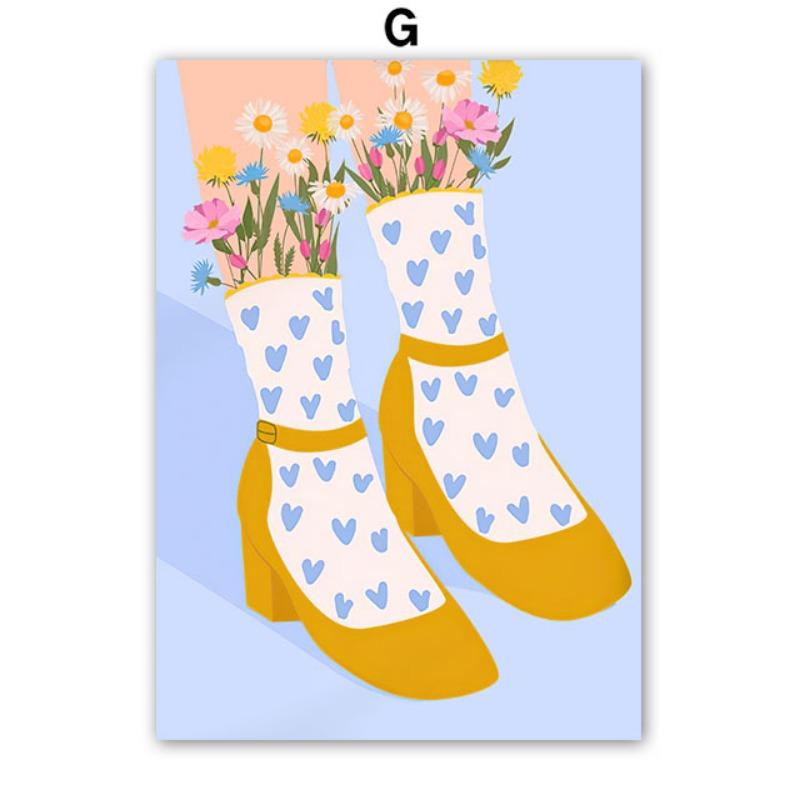 Retro Flowers Fruit Vase Gallery Colorful Funky Poster And Prints Simple Wall Art Canvas Painting Pictures For Living Room Decor