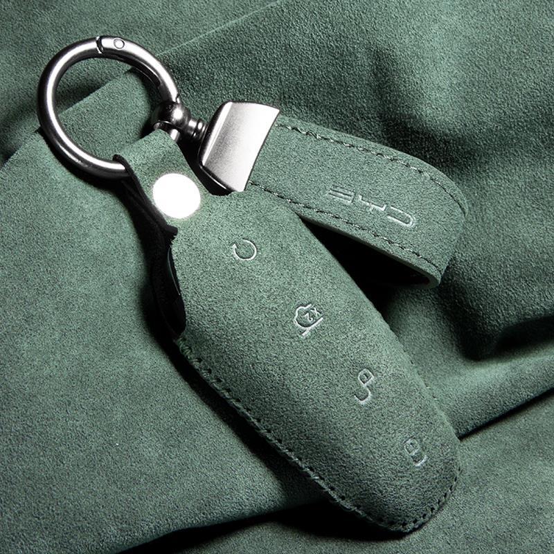 Luxury Suede Car Key Case with Buckle for BYD Tang - DMI Glory Edition, DMP