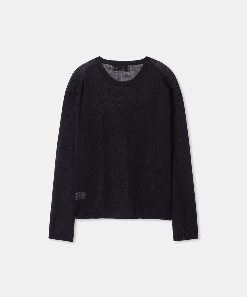 Diaendeukweseucheon Linen Blend Crewneck Knit Top / Black