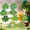 DoubleFill 9 Pcs St. Patrick's Day Diamond Painting Table Decor Double Sided Shamrock Diamond Art Kit Tabletop Signs Glow in The Dark Irish Green