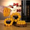 Ethnic Style Amber-Look Buddhist Beads Bracelet - Unisex Chicken Fat Yellow Strand