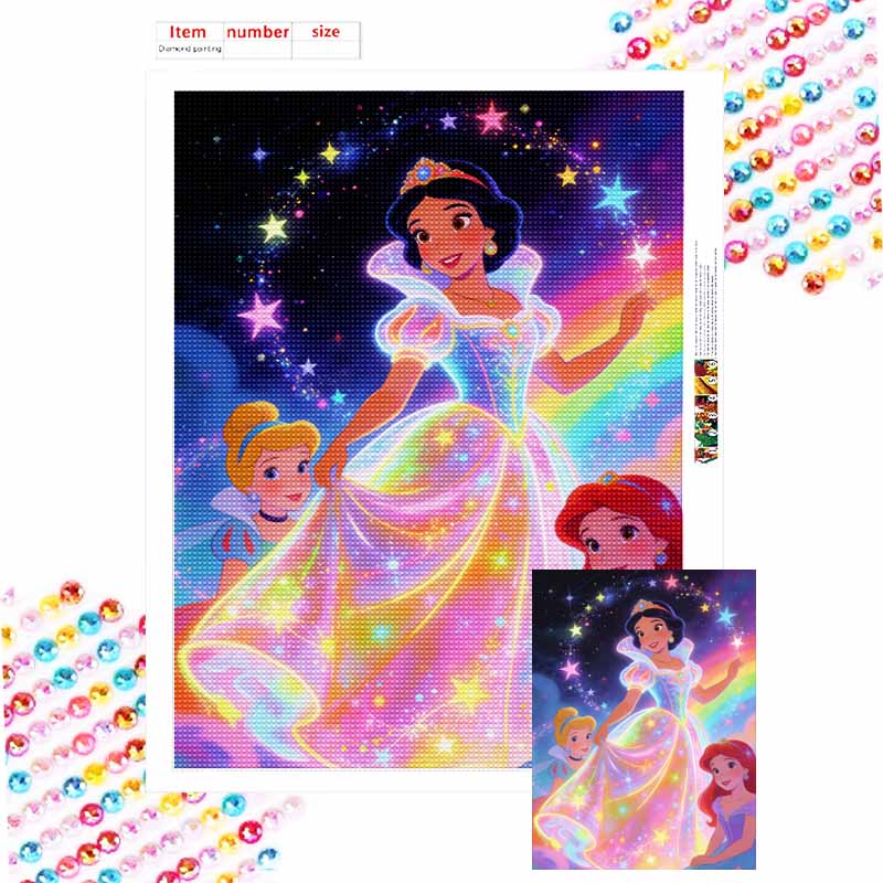 5D DIY Disney Princess Diamond Art Painting Kits Sparkling Gown Creative Home Decor Round 20x30cm