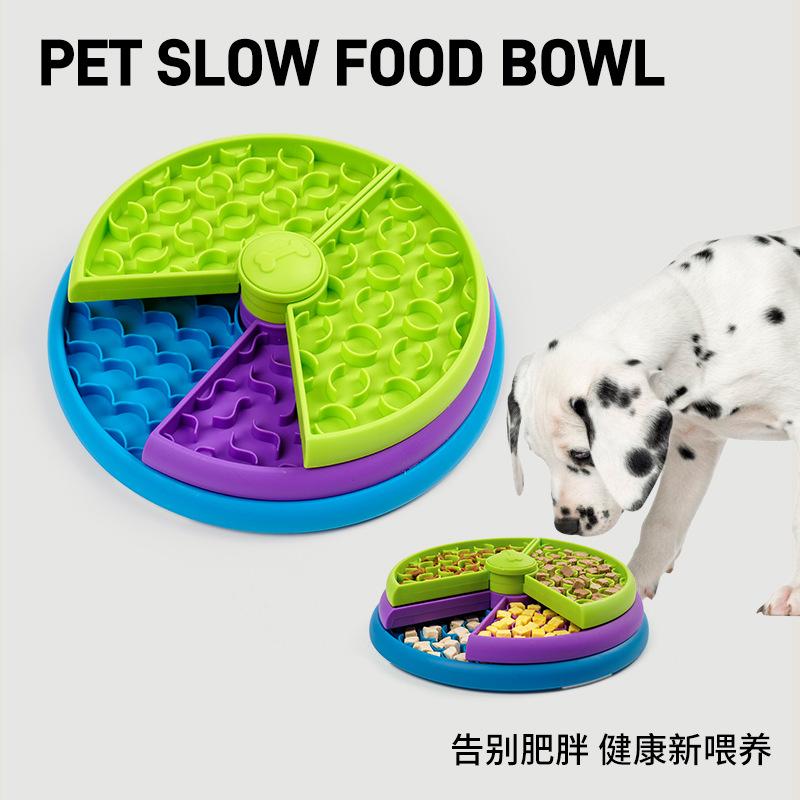 Three-layer turntable maze slow food bowl dog anti-choking slow food basin pet slow food rice bowl small dog anti-overturning dog bowl
