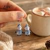 Acrylic Hangtag Earrings 1 Pair Cute Christmas Snowman Dangle Drop Earrings, Striped Design Hook Winter Holiday Party Jewelry for Women Anti-rust Ear