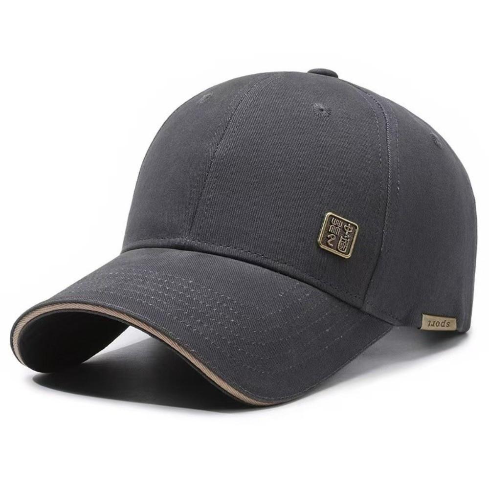 Fashion Metal Badge Baseball Cap Breathable Adjustable Baseball Hat Minimalist Outdoor Sun Hat For Women Men Unisex