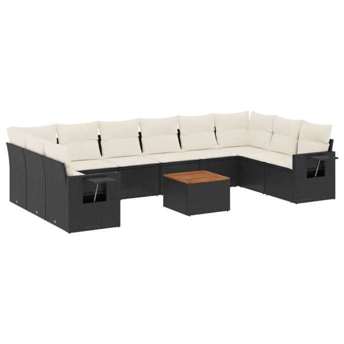 VidaXL Salon de Jardin avec Coussins 11 pcs, Canapés de Terrasse, Ensemble de Meubles de Patio, Mobilier d'Extérieur, Noir 3257064