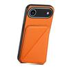 For iPhone Air Case Card Holder Kickstand Calf Textured Leather + PC + TPU Phone Cover