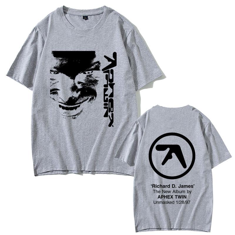 2026 SpringSummer Aphex Double Face Pattern Richard D James Album Mens Womens Fashion Pop Music Short Sleeve