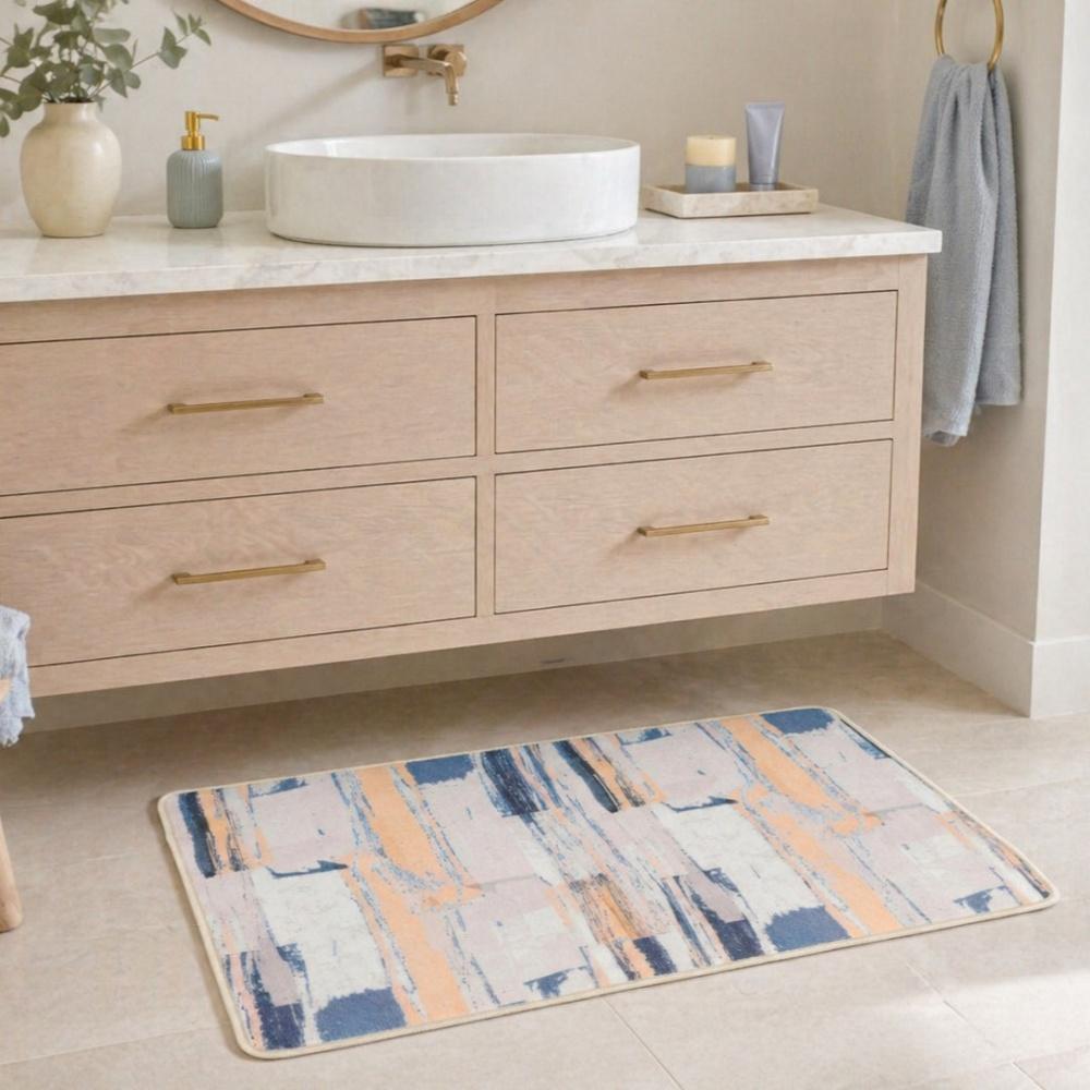 Ins Stijl Artistiek Geometrisch Bedrukt Tapijt Waterabsorberend En Makkelijk Schoon Te Maken. Flanellen Vloerkleed voor Badkamer en Slaapkamer ter Decoratie 50X80CM (1.6X2.6FT