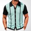 Men's Knit Shirts Short Sleeve Button Down Polo Shirt Summer Beach Knitted Casual Shirt Tops Breathable Lightweight Vacation Vintage Shirts for Male