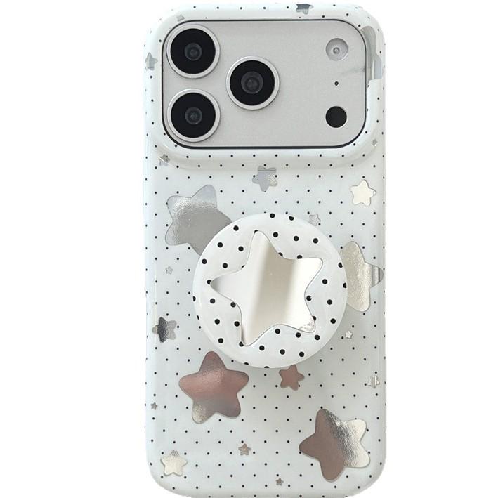 Custom Polka Dot Mirror Star Stand for iPhone 17/16 Pro Max/15/14 Cases