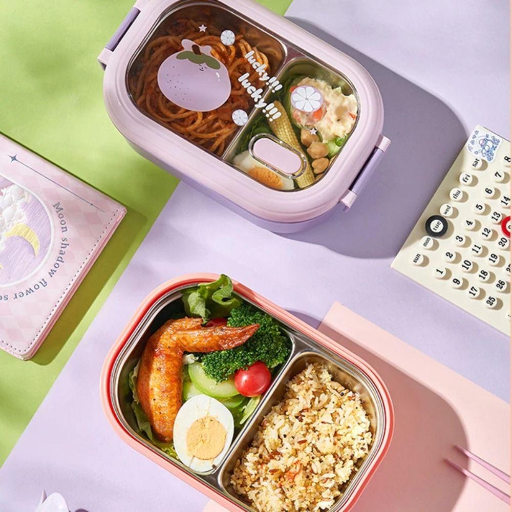 2 Compartments Fruit Lunch Box Leak-Proof Food Storage Box Portable Lunch Container  Girls