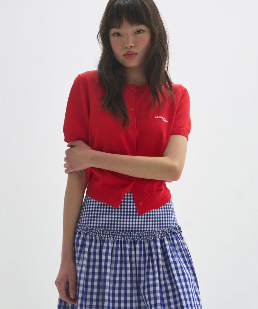 MOONSUN M.C Round Neck Half Cardigan / Red