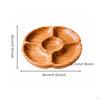 Wooden Snack Platter Round Divided Plate with Compartments 5-Compartment